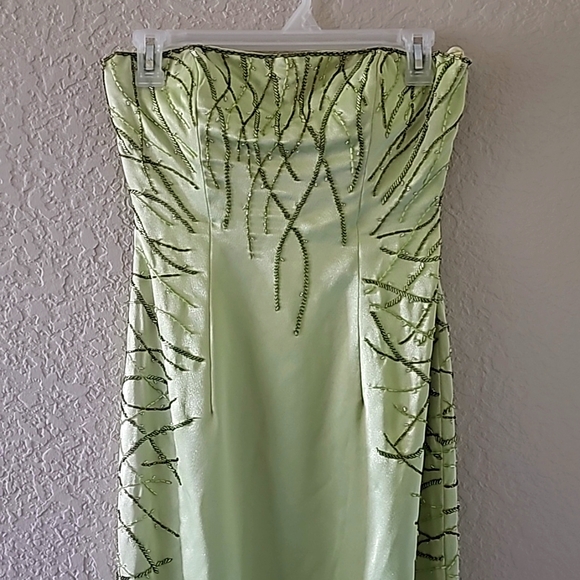 Lime green party time strapless beaded dress - Picture 2 of 7